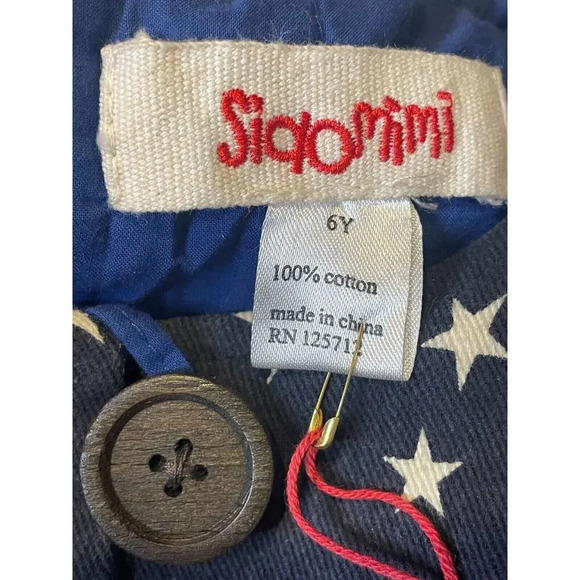 Siaomimi Girls Coat A Line Blue Stars Long Sleeve 2 Button Front Size 6Y NWT - Picture 8 of 10